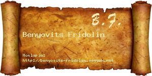 Benyovits Fridolin névjegykártya